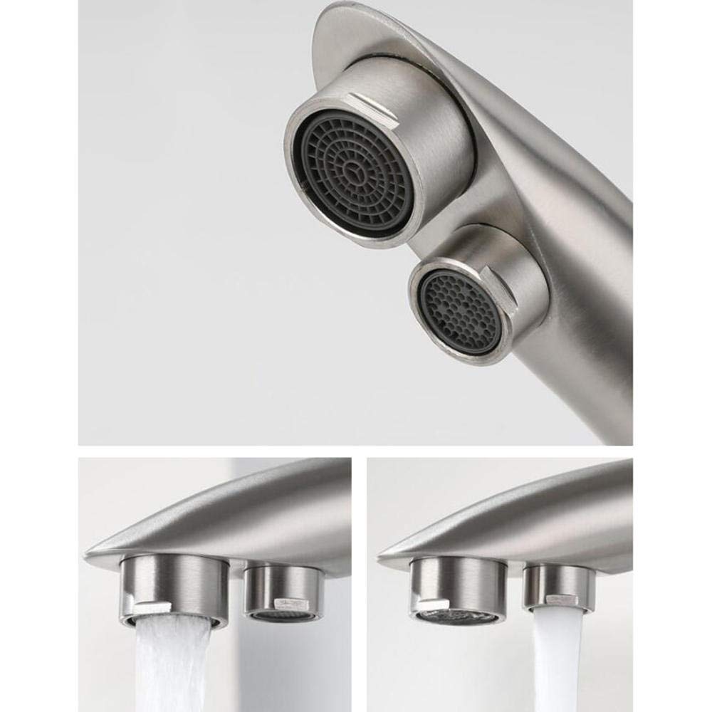 3-in-1 Stainless Steel Kitchen Faucet with Water Filter | Hot & Cold 360° Rotating Brushed Nickel Sink Tap | Perfect for Modern Kitchens, RV Camping & Small Spaces