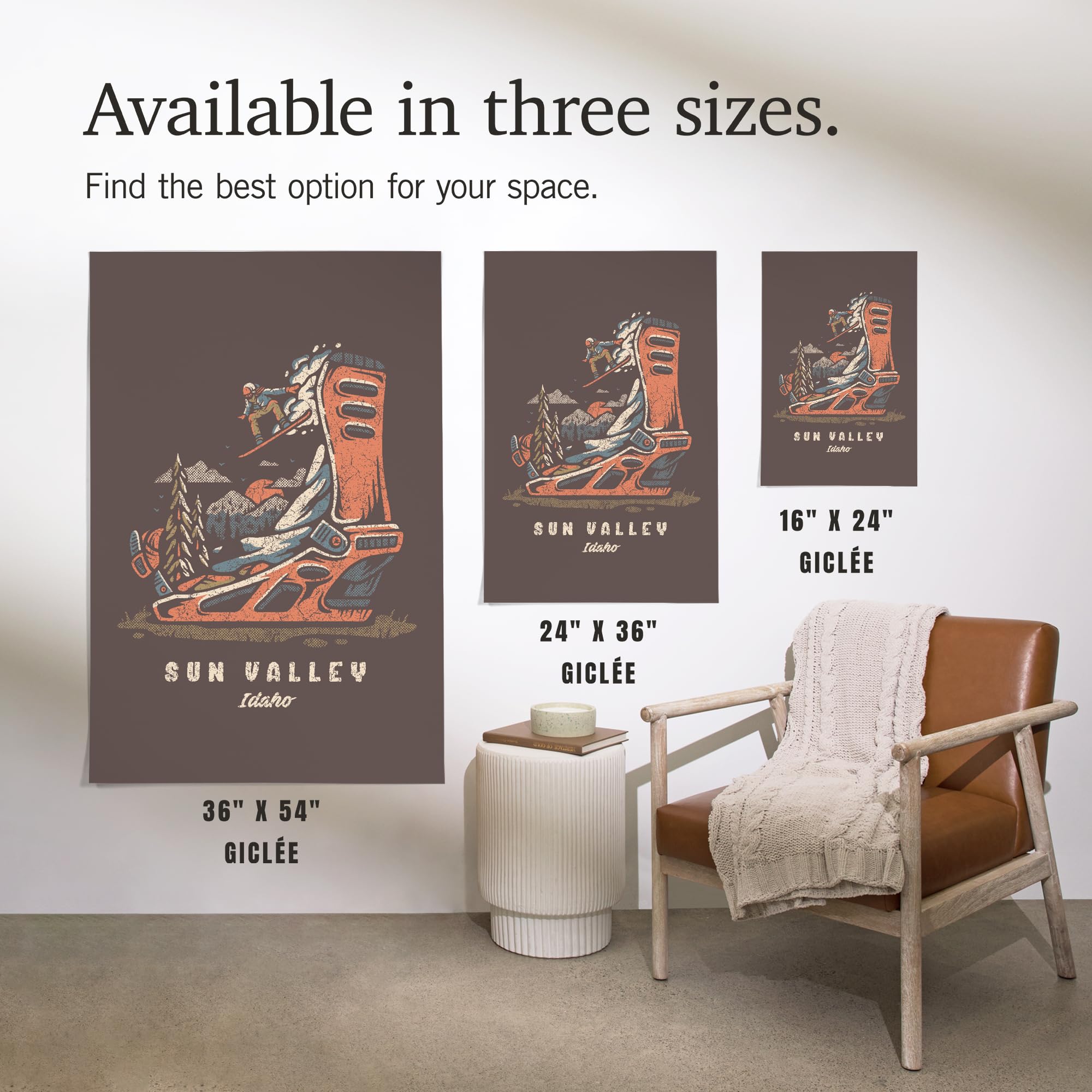 Lantern Press 16x24 Inch Giclee Art Print - Sun Valley Idaho Snowboard Landscape Wall Decor - Perfect for Home, Office & Cabin Wall Art