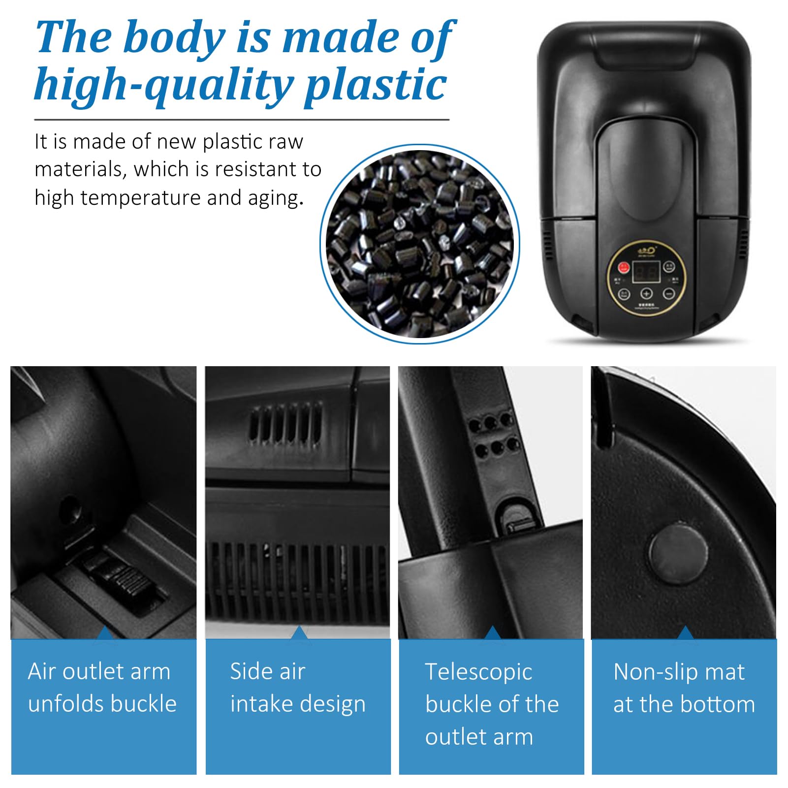 Electric Shoe Sterilizer & Boot Dryer with Ozone Deodorizer | Digital Timer & Control Hair Dryer Function (Model G-S6629B) - Black | Perfect for Gym Shoes, Hiking Boots & Winter Footwear Care