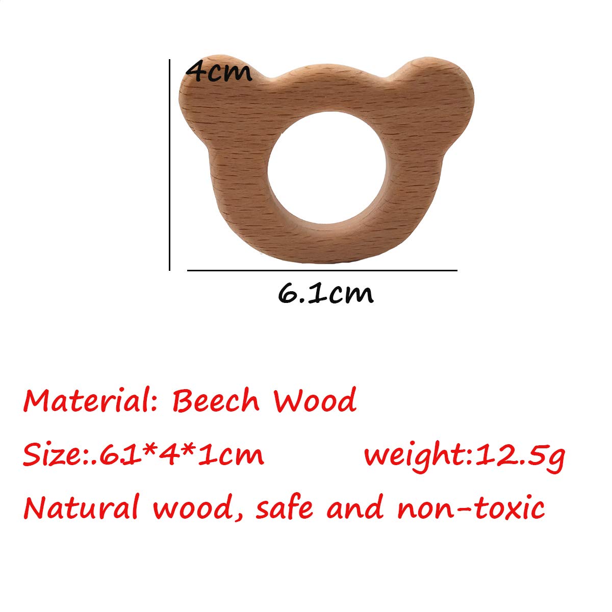 Alenybeby 15-Piece Natural Wooden Teething Toys Set - Random Animal Shapes, Organic Baby Teether Rings & Handmade Pendants - Montessori Toys for Soothing Sore Gums - Perfect for Home, Travel & Daycare Use