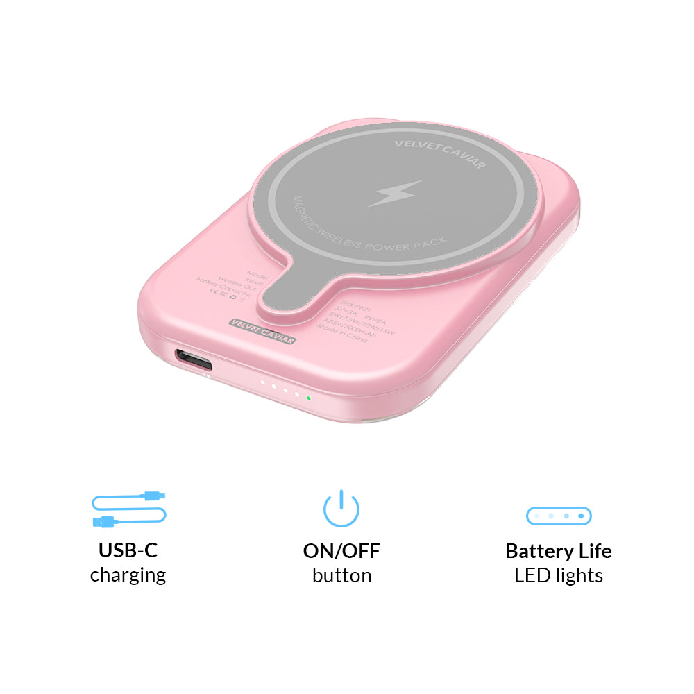 Aura Butterfly MagSafe Wireless Charger - 5000mAh Portable Power Bank for iPhone 12/13/14/15 - Fast Charging Battery Pack for Travel, Work, and Outdoor Adventures