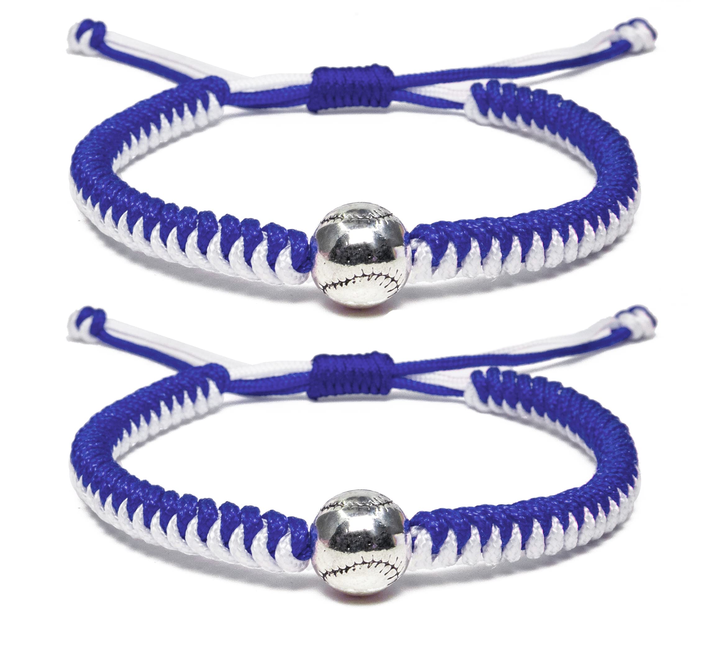 Handmade Adjustable Baseball Bracelets for Boys & Girls - Inspirational Sports Wristbands with Baseball Beads - Perfect Gift for Teens & Adults (Blue, 2PCS) - Ideal for Baseball Games, Team Spirit & Daily Wear
