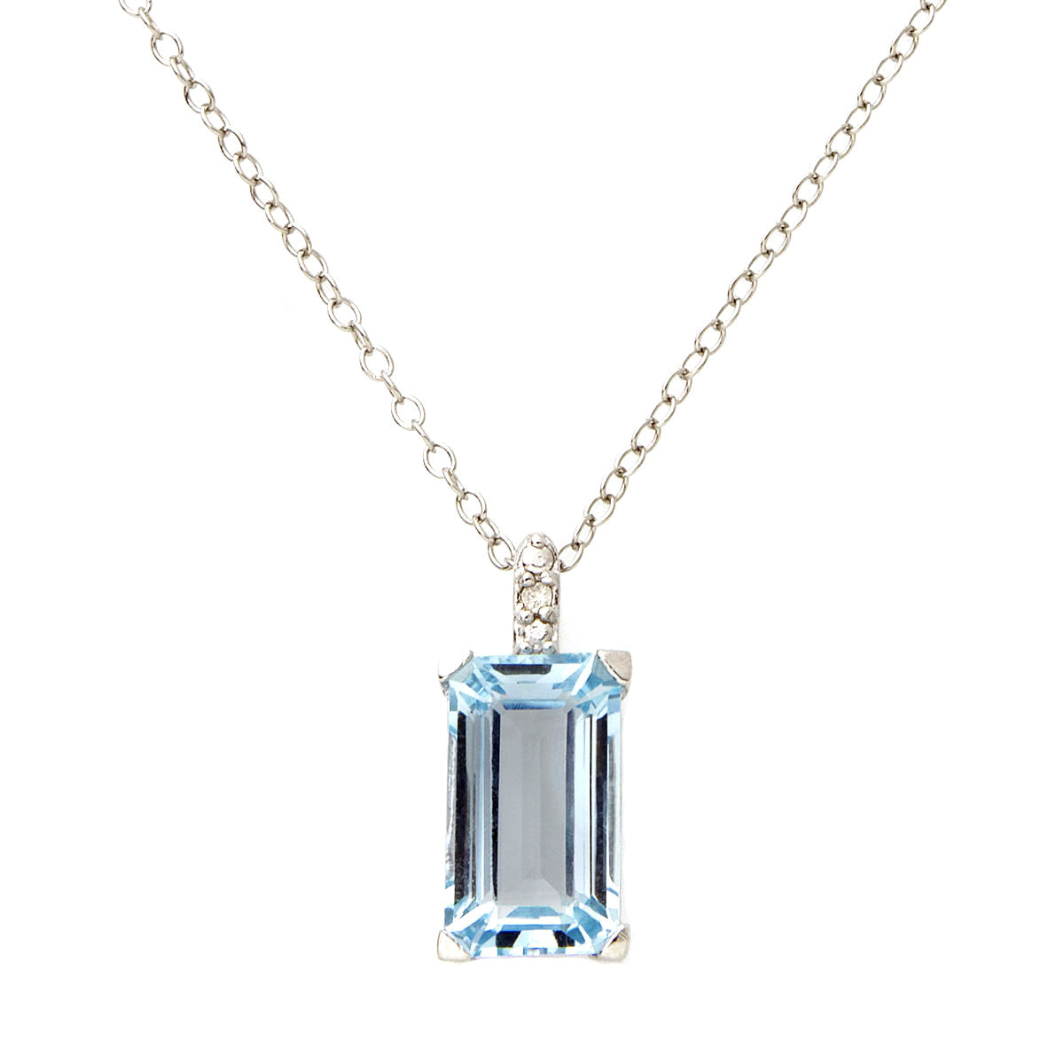 Exquisite 14K Gold Emerald Cut Blue Topaz & Diamond Pendant Necklace for Women - Perfect for Weddings, Anniversaries & Special Occasions