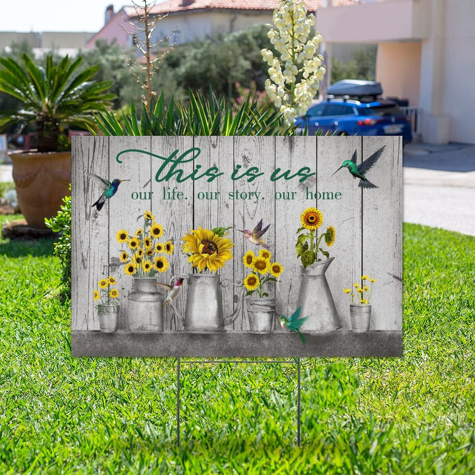 Daisy Spring Lawn Sign - Double Sided Weather-Resistant Yard Decor for Garden, Party & Garage Sale (12x18in)
