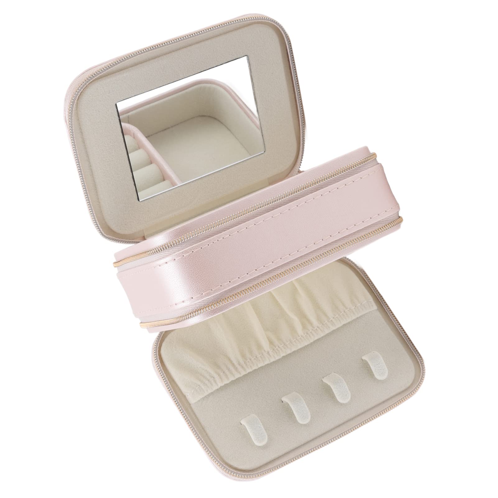 RTLR Pink Double Layer Jewelry Box - Portable Compact Jewelry Organizer with Hook for Travel & Home Storage | Perfect for Necklaces, Rings, Earrings & Bracelets