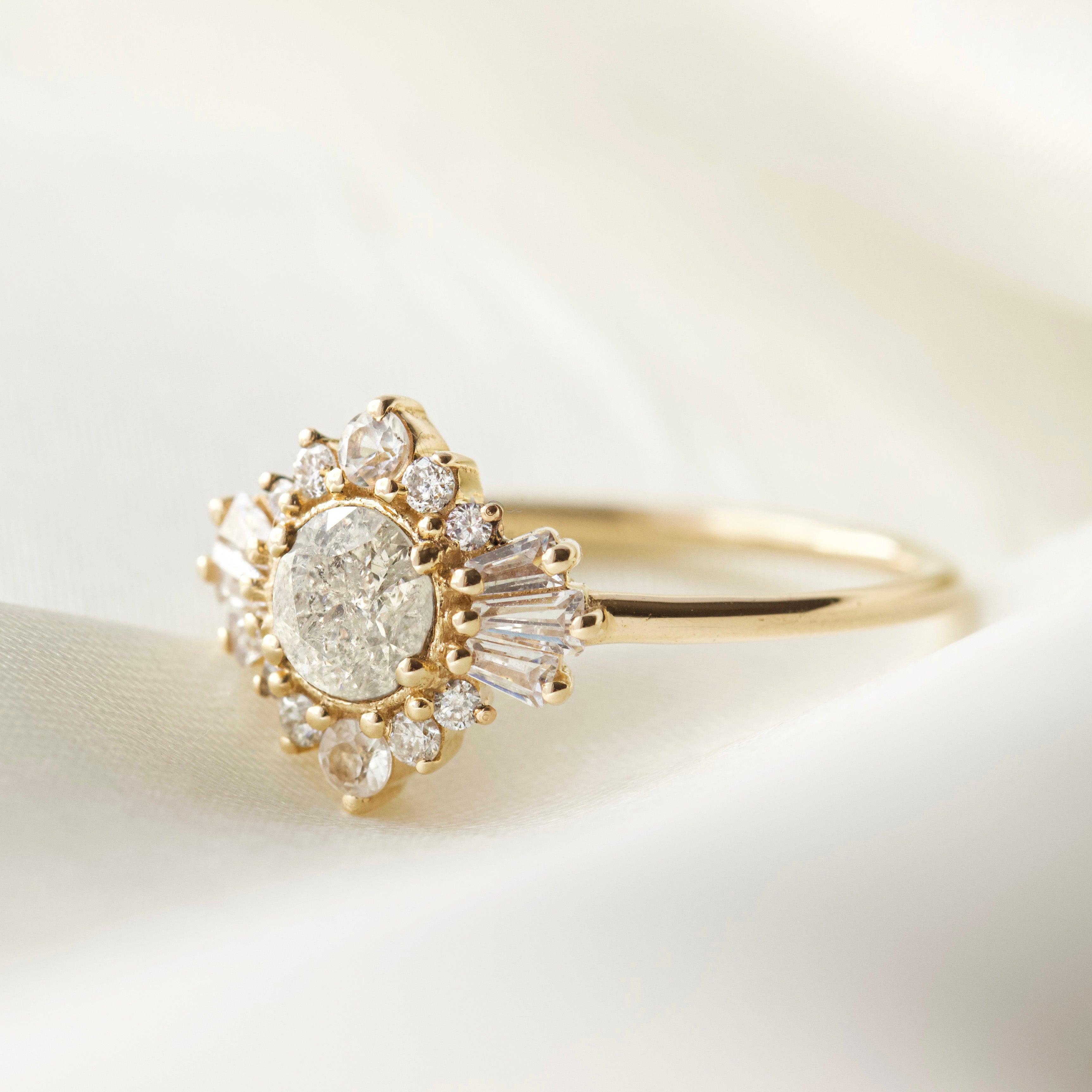 Aria Salt and Pepper Diamond Ring – Unique Grey Diamond Engagement Ring for Women, Vintage Inspired Wedding Band – Perfect for Proposals, Anniversaries, and Special Occasions