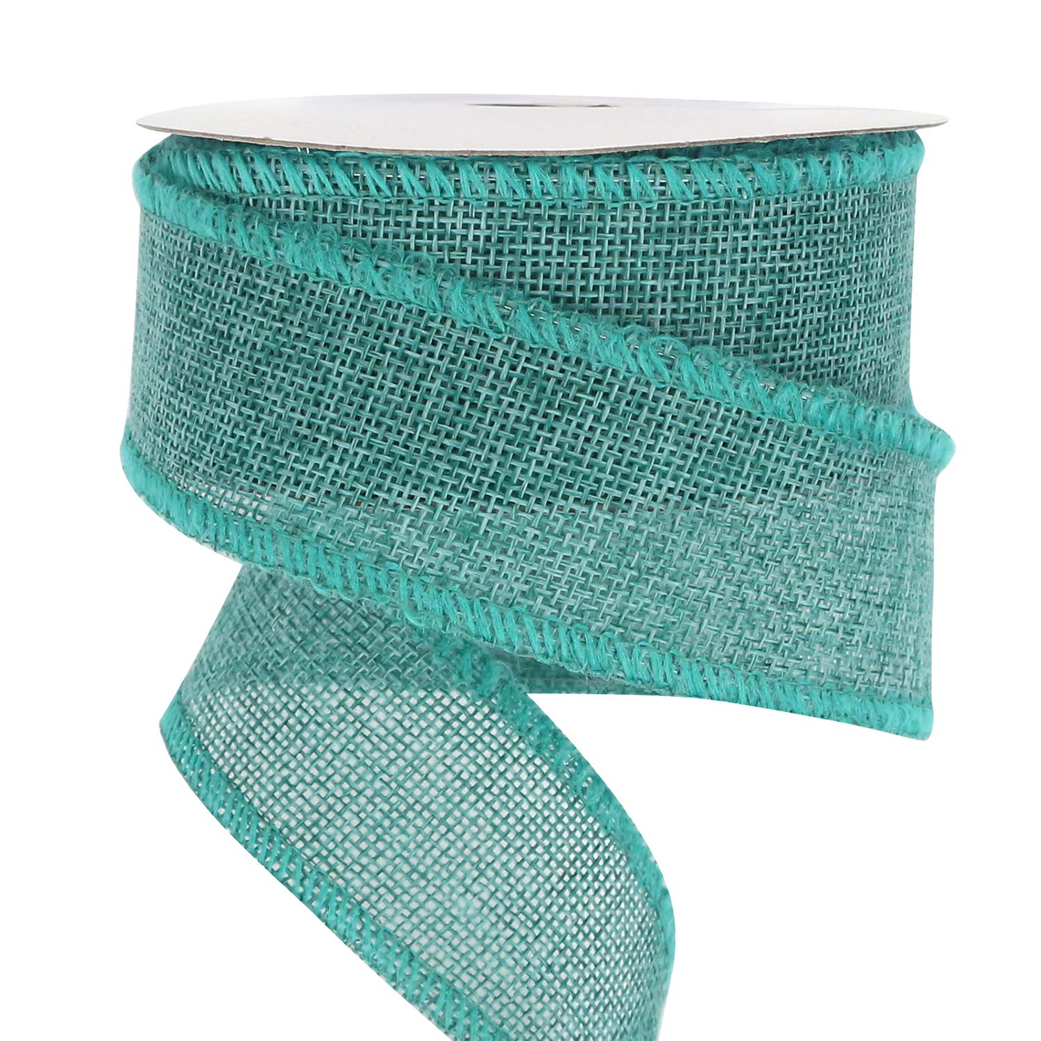 Teal Wired Burlap Ribbon - 1.5 Inch for Wreaths, Gifts & Decor