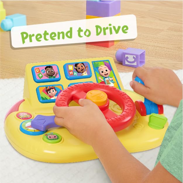 CoComelon Interactive Learning Steering Wheel Toy with Lights & Sounds - Educational Car Toy for Kids Ages 3+ | Batteries Included | Pretend Play, Road Trip Fun & Early Learning Development
