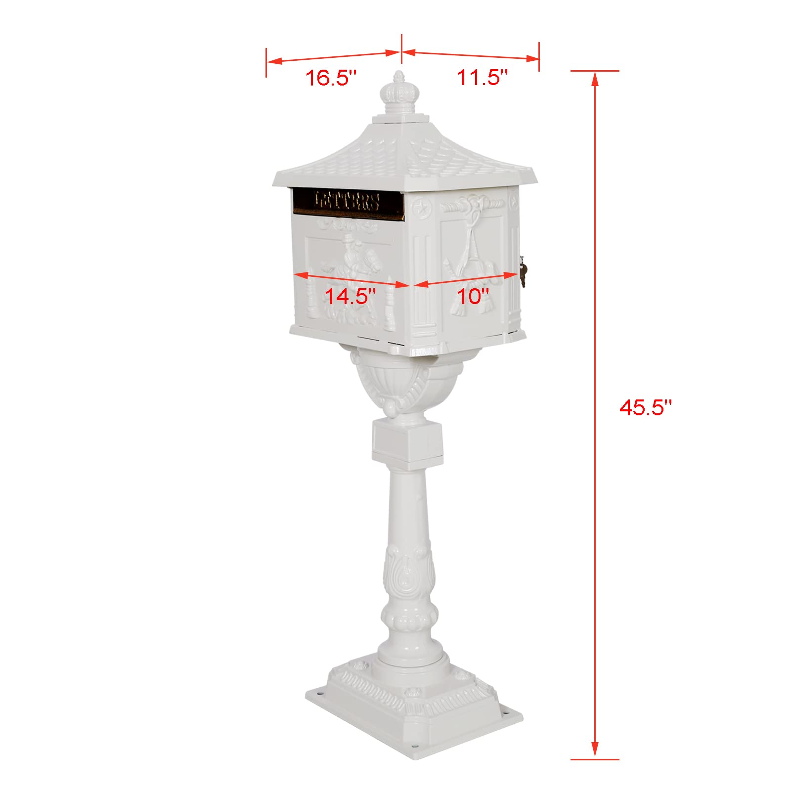 **Goujxcy White Cast Aluminum Locking Mailbox with Post – Weatherproof, Rustproof, Secure Curbside Mail Manager for Outdoor Home & Apartment Use**
