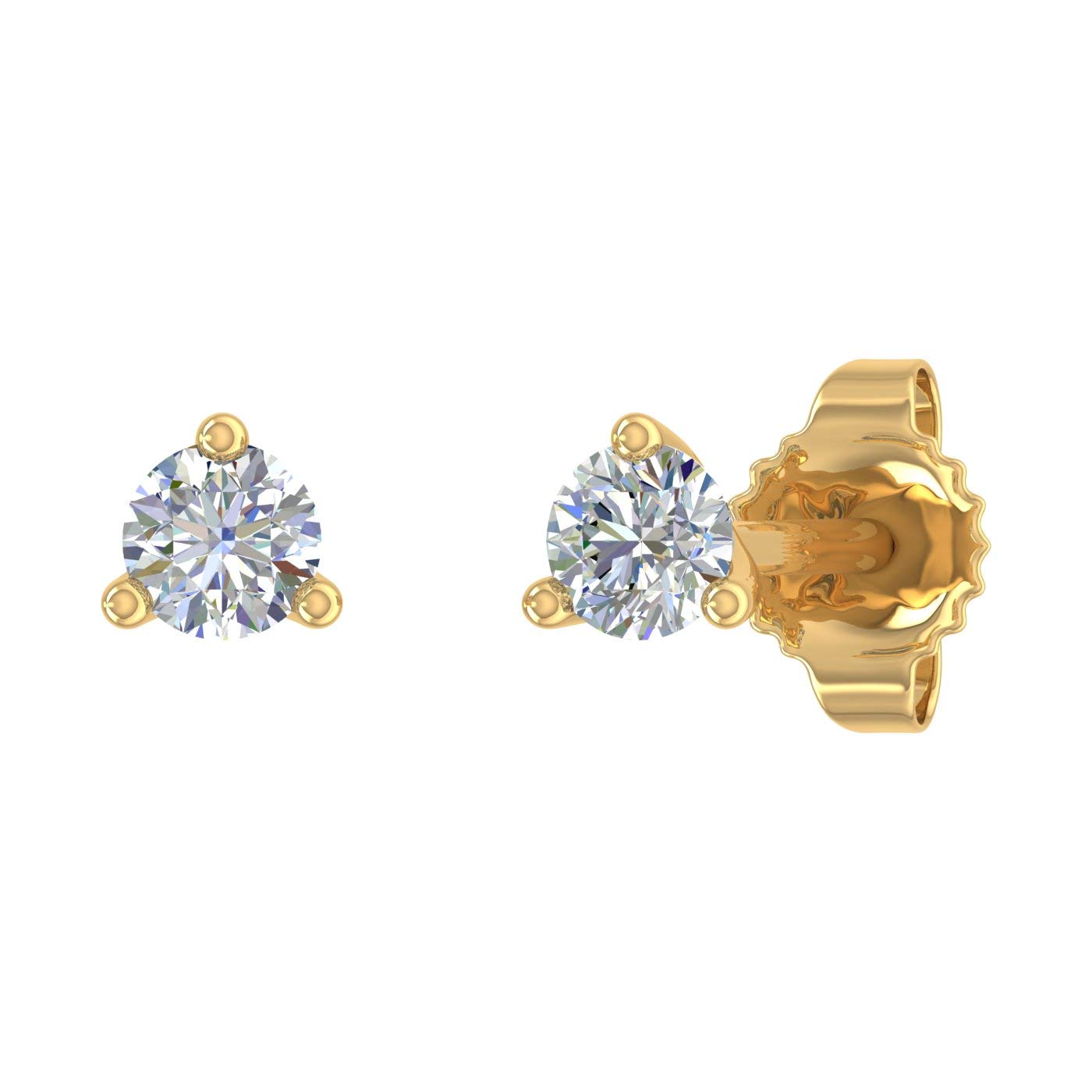 1/10 Carat 3-Prong Diamond Tiny Stud Earrings in 14K Gold - Elegant Minimalist Earrings for Women, Perfect for Everyday Wear, Work & Special Occasions