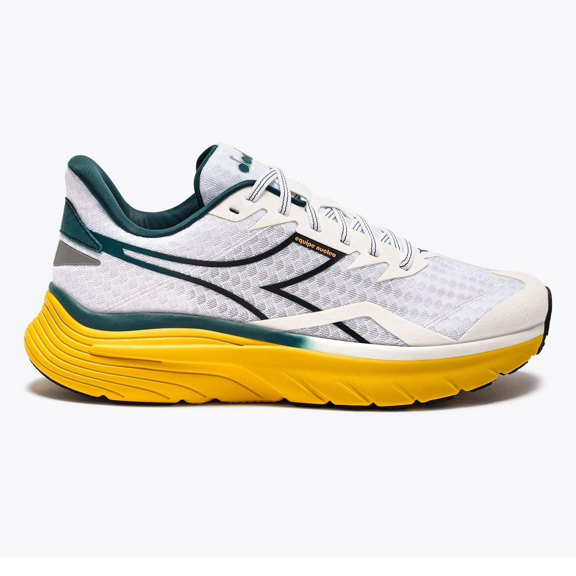 Diadora Equipe Nucleo Men's Running Shoes - White/Mediterranea/Kumquat - Size 9 D Medium - Lightweight Athletic Sneakers for Jogging, Gym & Casual Wear