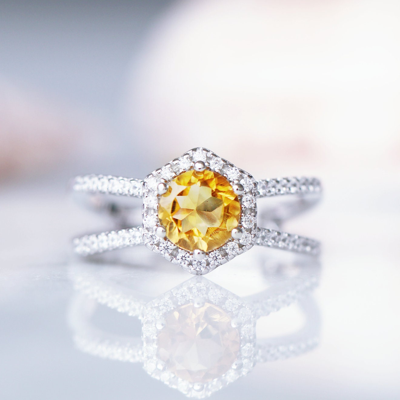Lyla Citrine Ring - Sterling Silver Jewelry for Women, Elegant Gemstone Ring for Everyday Wear & Special Occasions