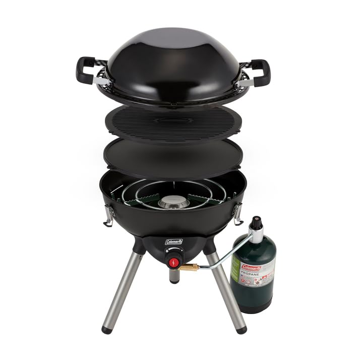 Coleman 4-in-1 Portable Propane Camping Stove with Wok, Griddle & Grill - 7000 BTU InstaStart Ignition & Grease Tray - Perfect for Outdoor Camping, Tailgating, Backyard BBQs & Picnics