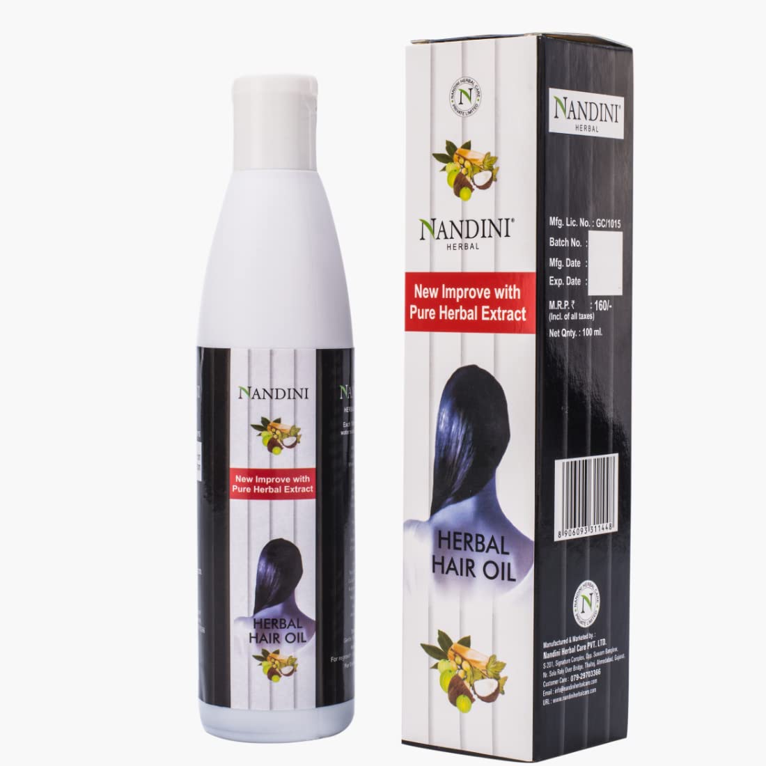 Nandini Herbal Hair Oil with Pure Herbal Extract - 100ml (Pack of 2) | Natural Hair Growth Treatment for Dry, Damaged Hair | Daily Hair Care & Scalp Nourishment