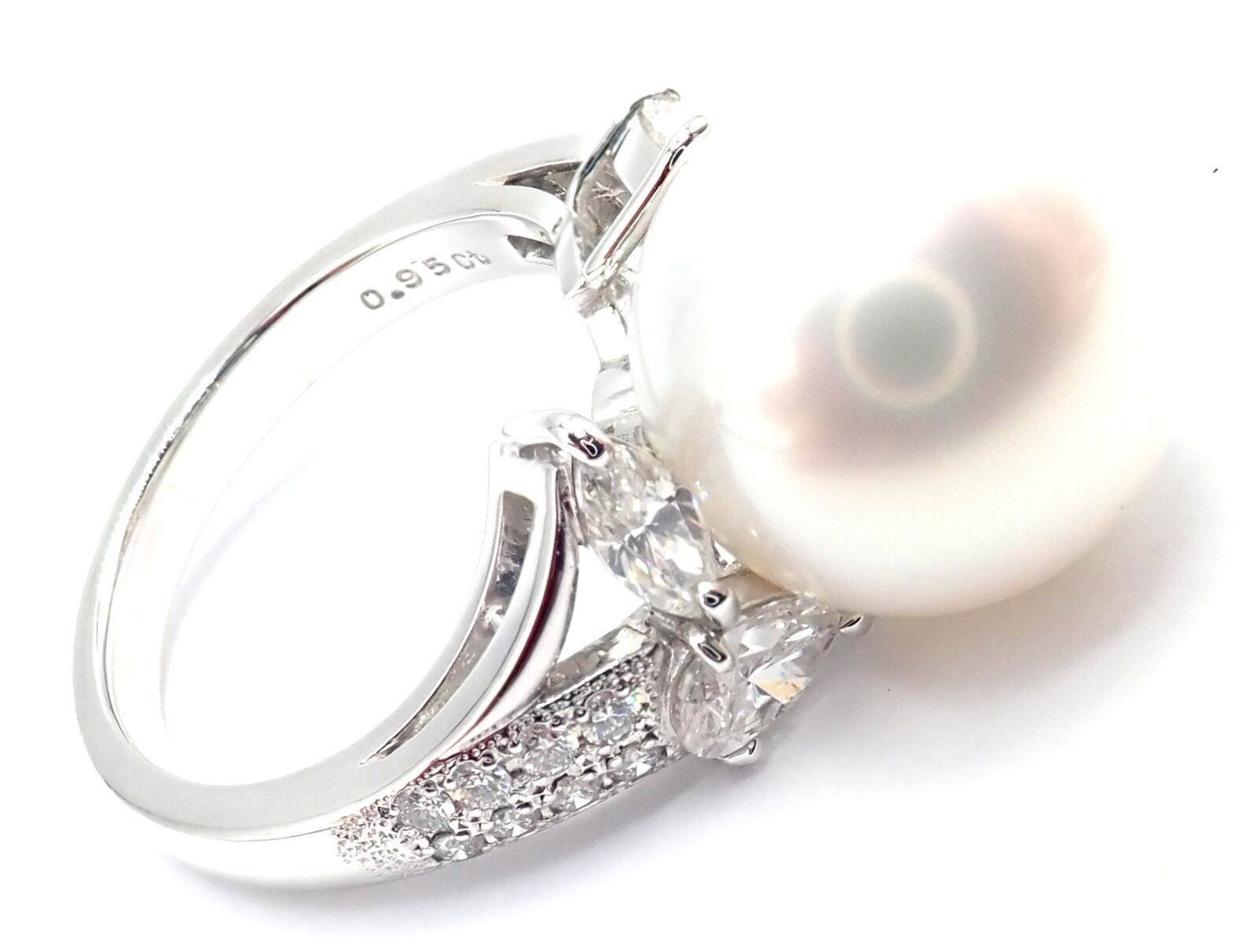 Authentic Mikimoto Platinum Diamond 12.5mm South Sea Pearl Ring - Luxury Jewelry for Weddings, Anniversaries & Special Occasions