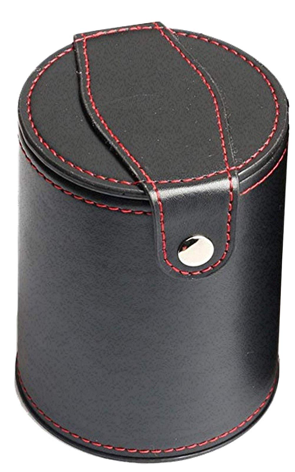 Black PU Leather Dice Cup Set with 5 Poker Dice - Gift Boxed for Poker & Board Games