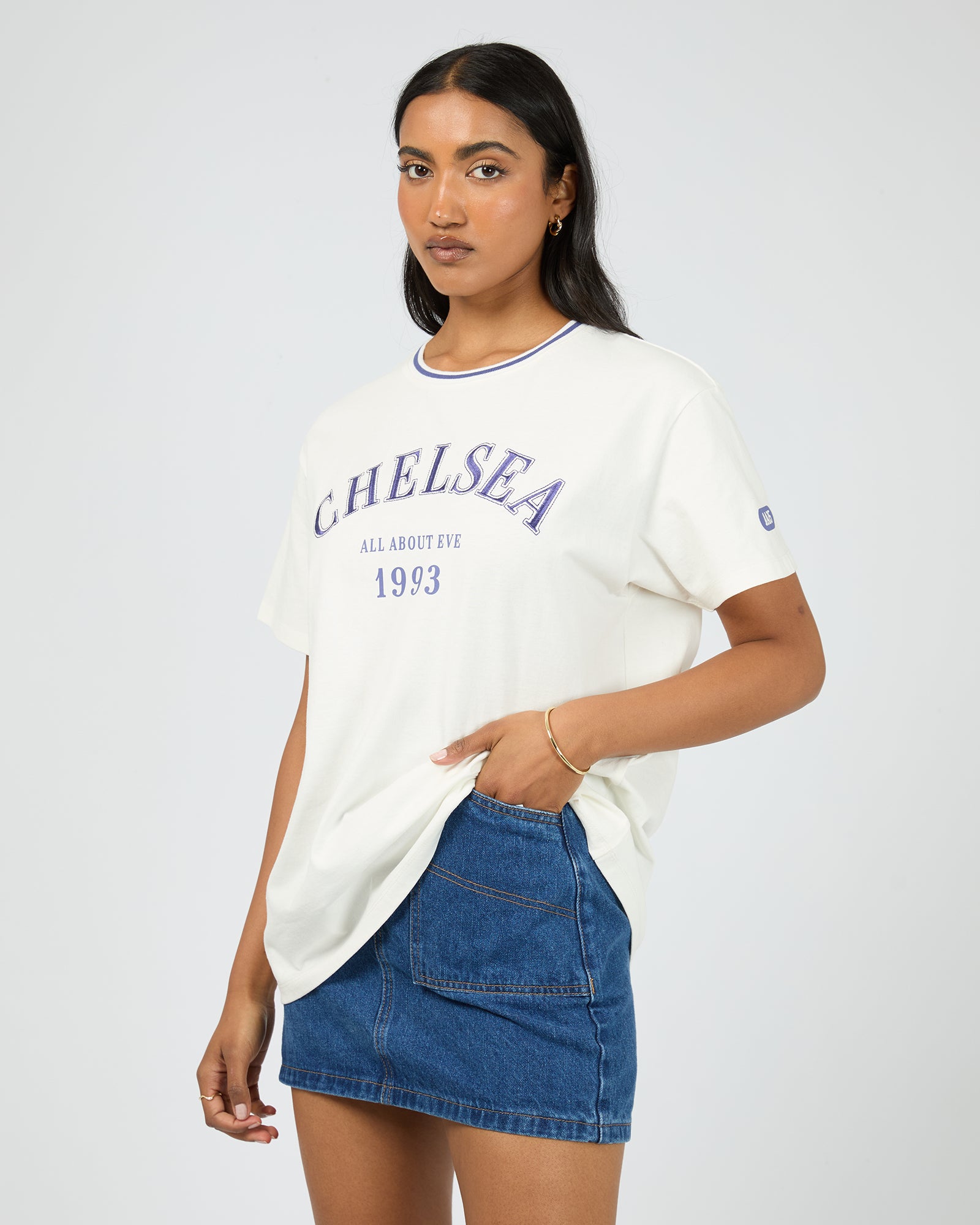 All About Eve Chelsea Relaxed Vintage White T-Shirt - Soft Cotton Casual Tee for Women | Perfect for Everyday Wear, Outings & Layering