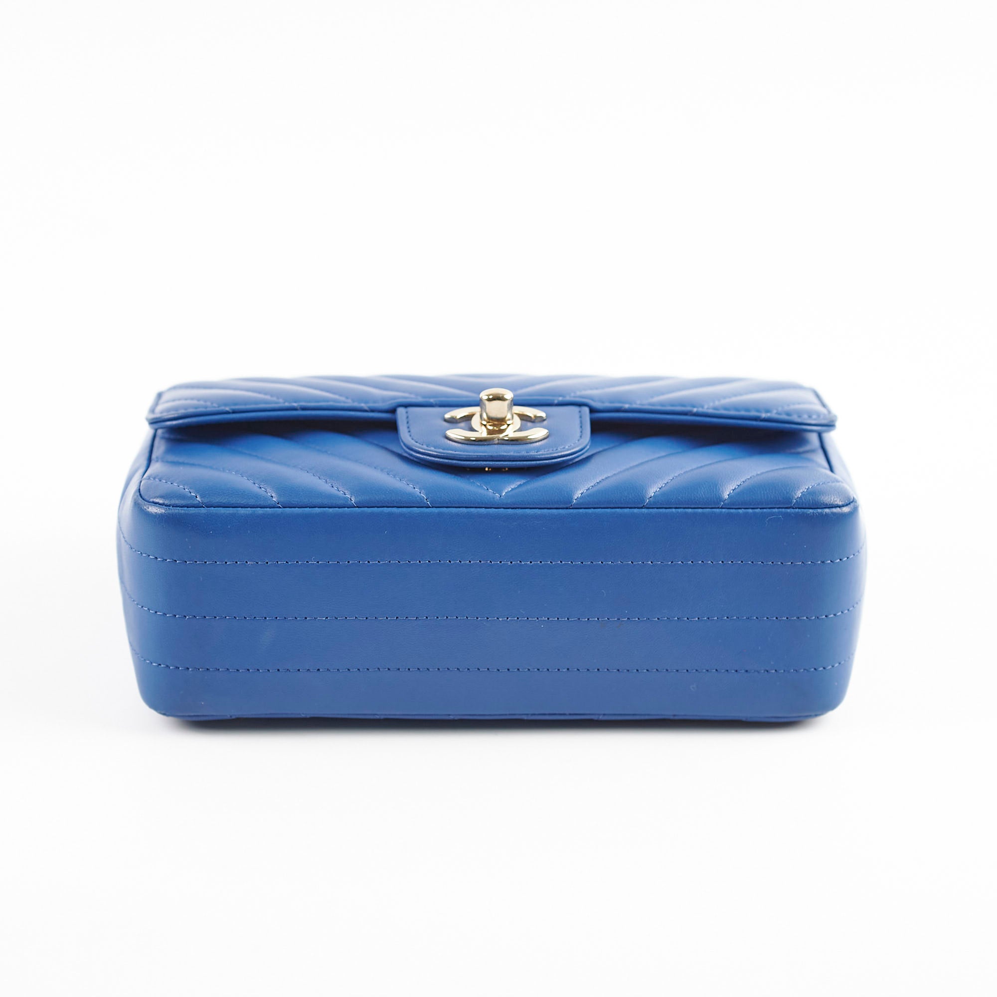 Chanel Mini Rectangular Classic Chevron Lambskin Blue Handbag - Authentic Luxury Crossbody Bag for Women | Perfect for Evening Parties, Date Nights & Special Occasions