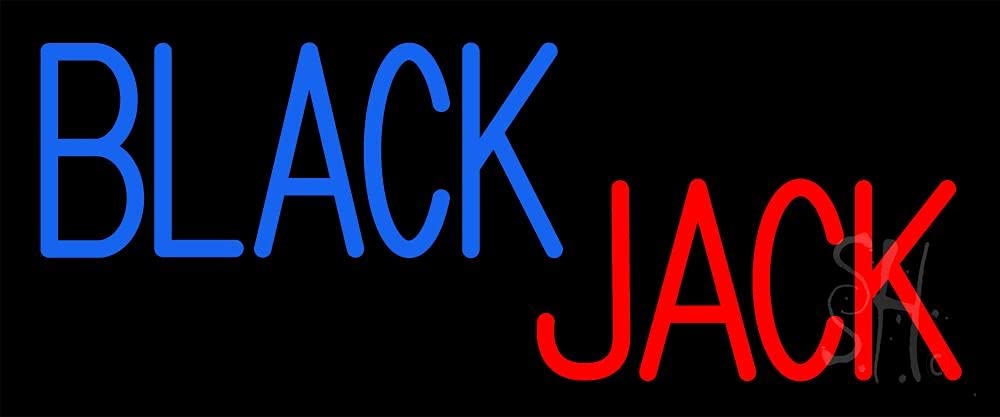 Blackjack LED Neon Sign 6x15 Inches - Single Line, Black Square Cut Acrylic Backing with Dimmer | Bright Premium Indoor Wall Decor for Arcade, Bar, Casino, Storefront & Man Cave Lighting