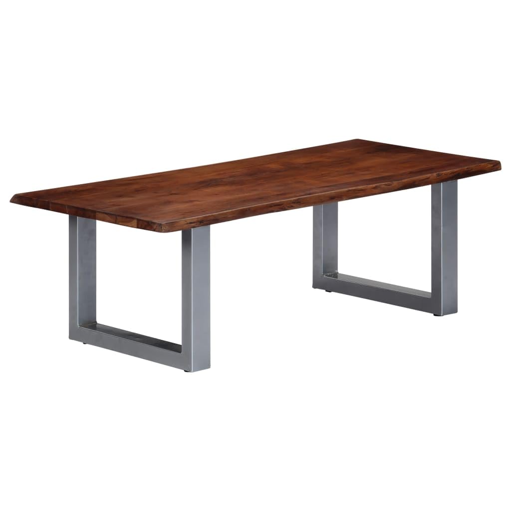 Premium Acacia Wood Coffee Table with Sheesham Finish & Powder-Coated Iron Legs - 45.3