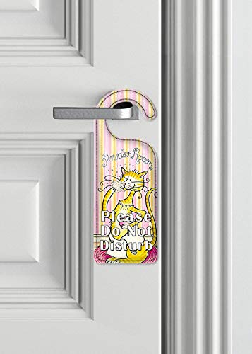 Quiet Please - Do Not Disturb Door Hanger Sign for Bathroom, Bedroom & Office - Perfect for Cat Owners, Powder Rooms & Privacy Needs