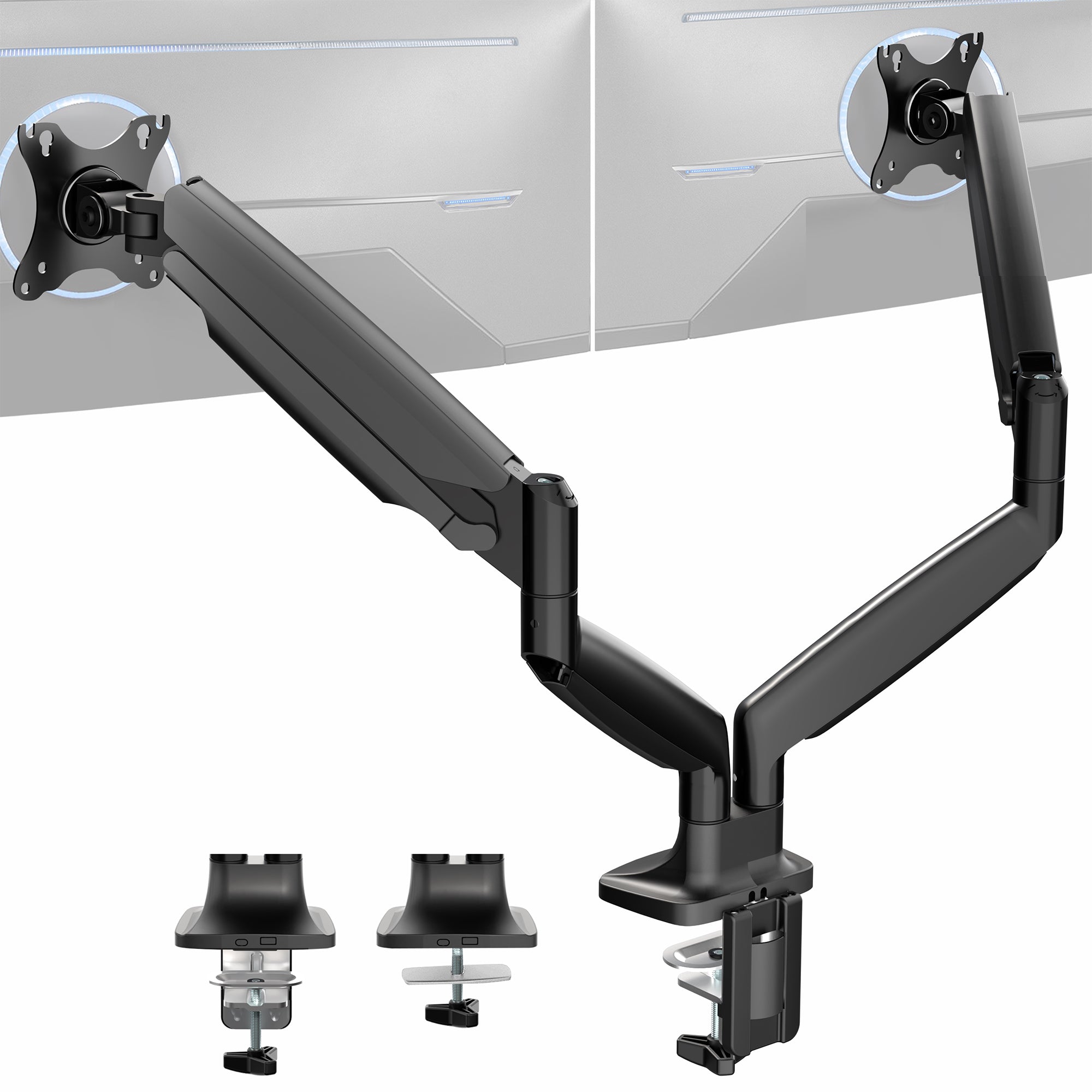Dual Monitor Arm Stand - Adjustable Pneumatic Ultrawide Desk Mount for 2 Screens up to 40 Inches - Perfect for Home Office, Gaming Setup & Workspace Ergonomics