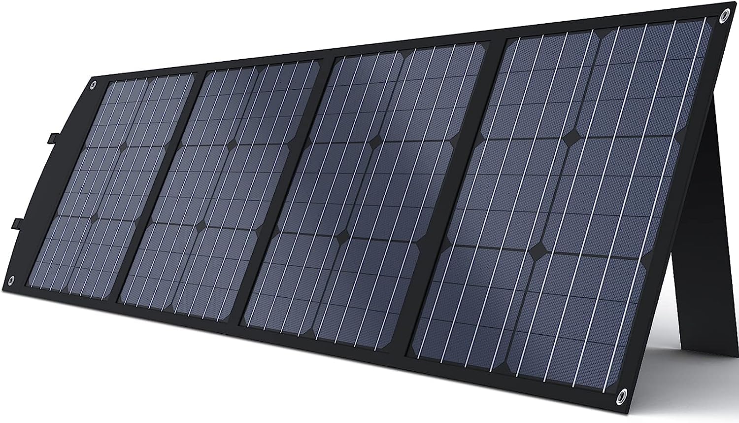 120W Portable Solar Panel for Jackery/ECOFLOW/Flashfish/ROCKPALS Power Stations - Foldable Solar Charger with USB & PD Output - Perfect for Camping, RV Trips, Off-Grid Living & Emergency Power (Black)