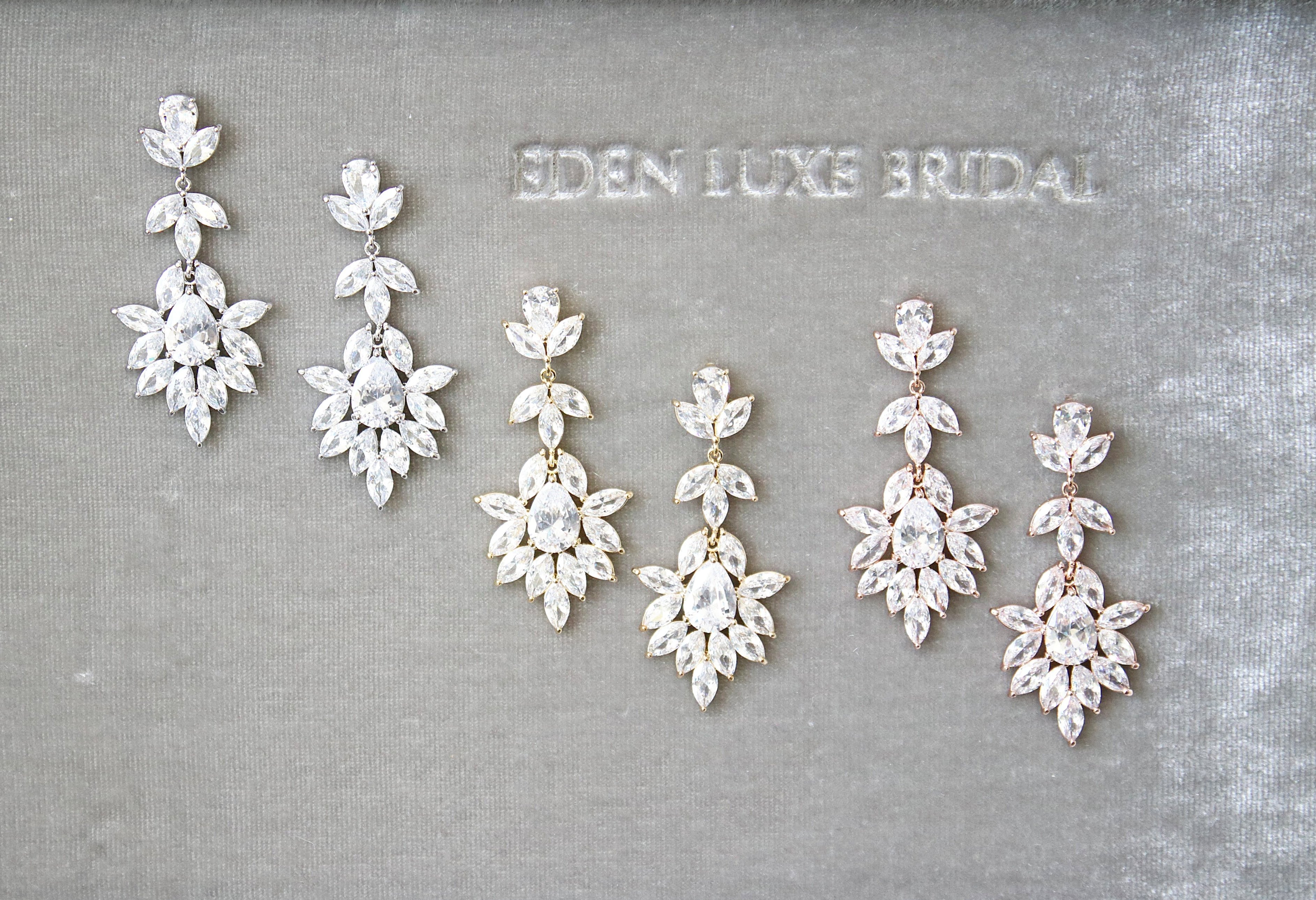 INES Sterling Silver Bridal Earrings for Women - Elegant Wedding Jewelry Gift for Bride, Bridesmaids & Special Occasions