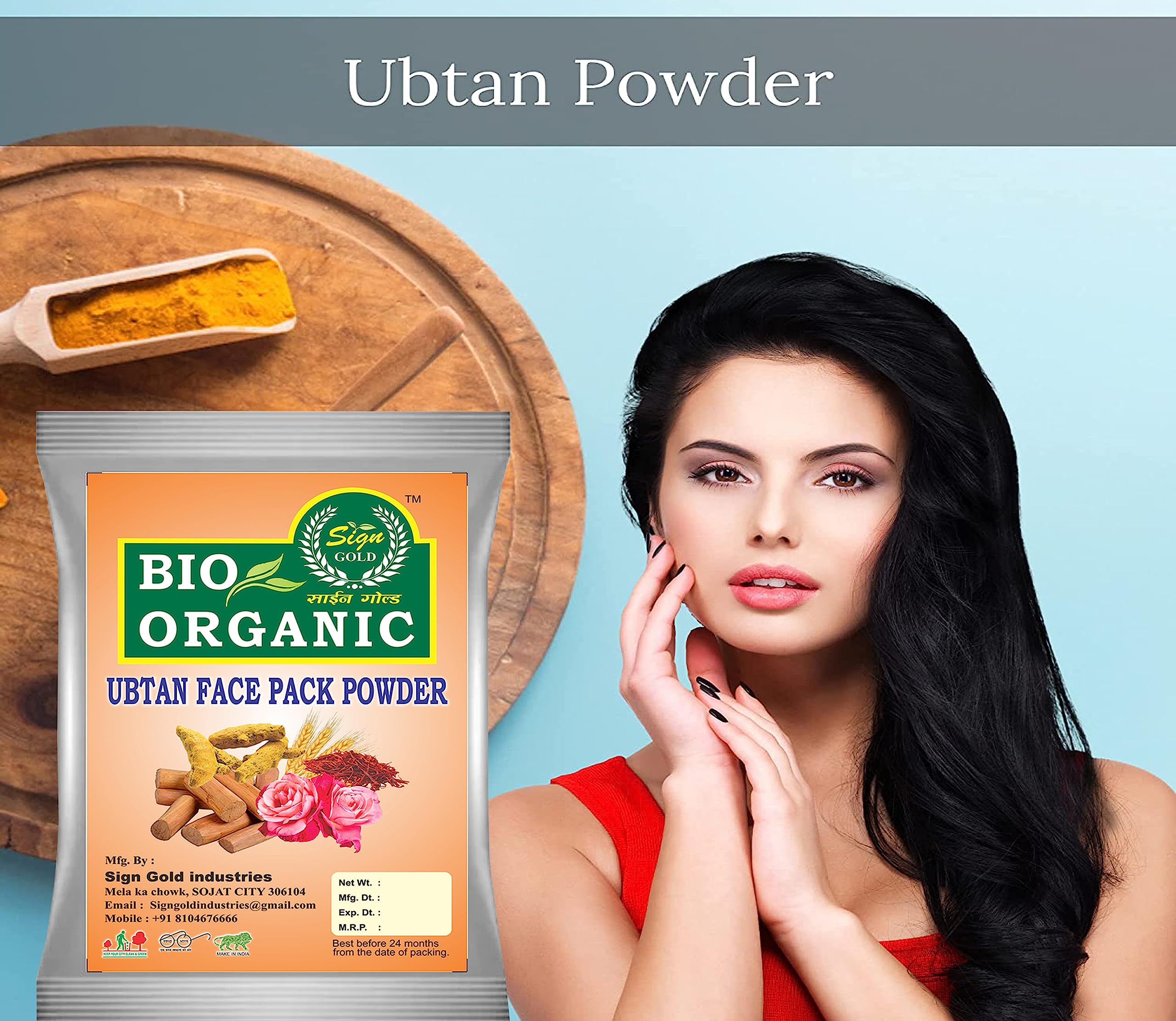 Gold Ubtan Face Pack Powder for Hair & Skin - 100gm | Natural Brightening & Exfoliating Treatment for Glowing Complexion | Perfect for Spa Day & DIY Beauty Routine