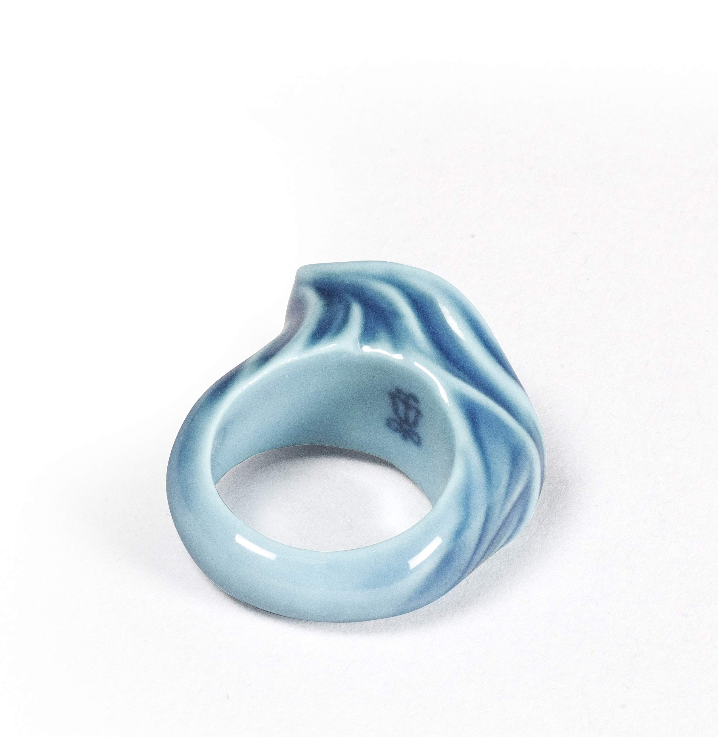LLADRÓ Aquarium Porcelain Ring - Large Size Handmade Elegant Jewelry for Women, Perfect for Weddings, Parties & Special Occasions