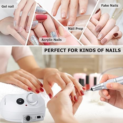 30000RPM Professional Electric Nail Drill Machine - Cordless Efile for Acrylic, Gel & Dip Powder Nails | Includes 6 Sanding Bands & 6 Drill Bits | Perfect for Home Salon, Manicures & Pedicures | Ideal for Nail Artists & DIY Enthusiasts