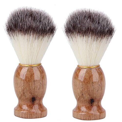 Yessetry 2Pcs Men's Shaving Brush with Wood Handle - Facial Beard Cleaning & Grooming Tool for Wet/Dry Shaving - Perfect for Home, Travel & Barber Shop Use