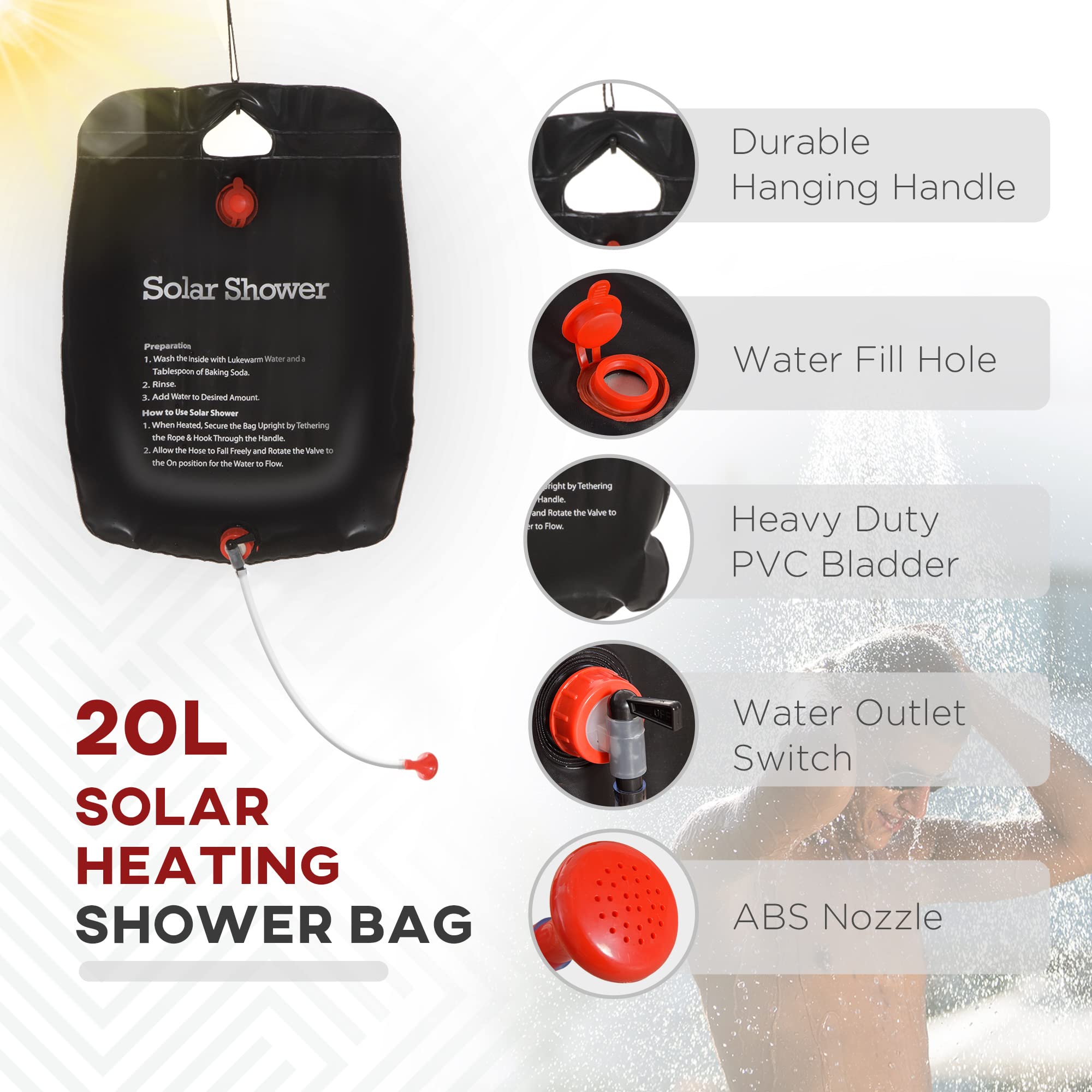 Outsunny Pop Up Shower Tent - 2 Room Portable Privacy Shelter for Camping, Beach, Outdoor Shower & Changing Room w/ Shower Bag, Floor Mat & Carrying Case | Perfect for RV Trips, Backpacking & Beach Days