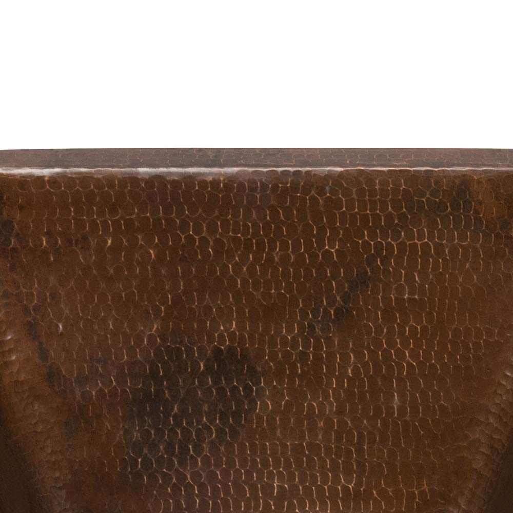 Premier Copper Products BS15DB3 15-Inch Hammered Copper Farmhouse Sink - Oil Rubbed Bronze Finish, 3.5-Inch Drain - Perfect for Kitchen & Bathroom Renovations