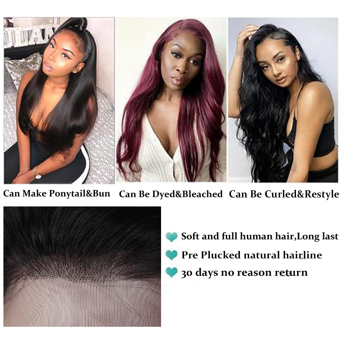 AUTTO 13x4 Lace Front Wig Brazilian Straight Human Hair 18 Inch 150% Density - 100% Unprocessed Virgin Hair Pre Plucked for Natural Look | Perfect for Daily Wear, Cosplay, and Special Occasions