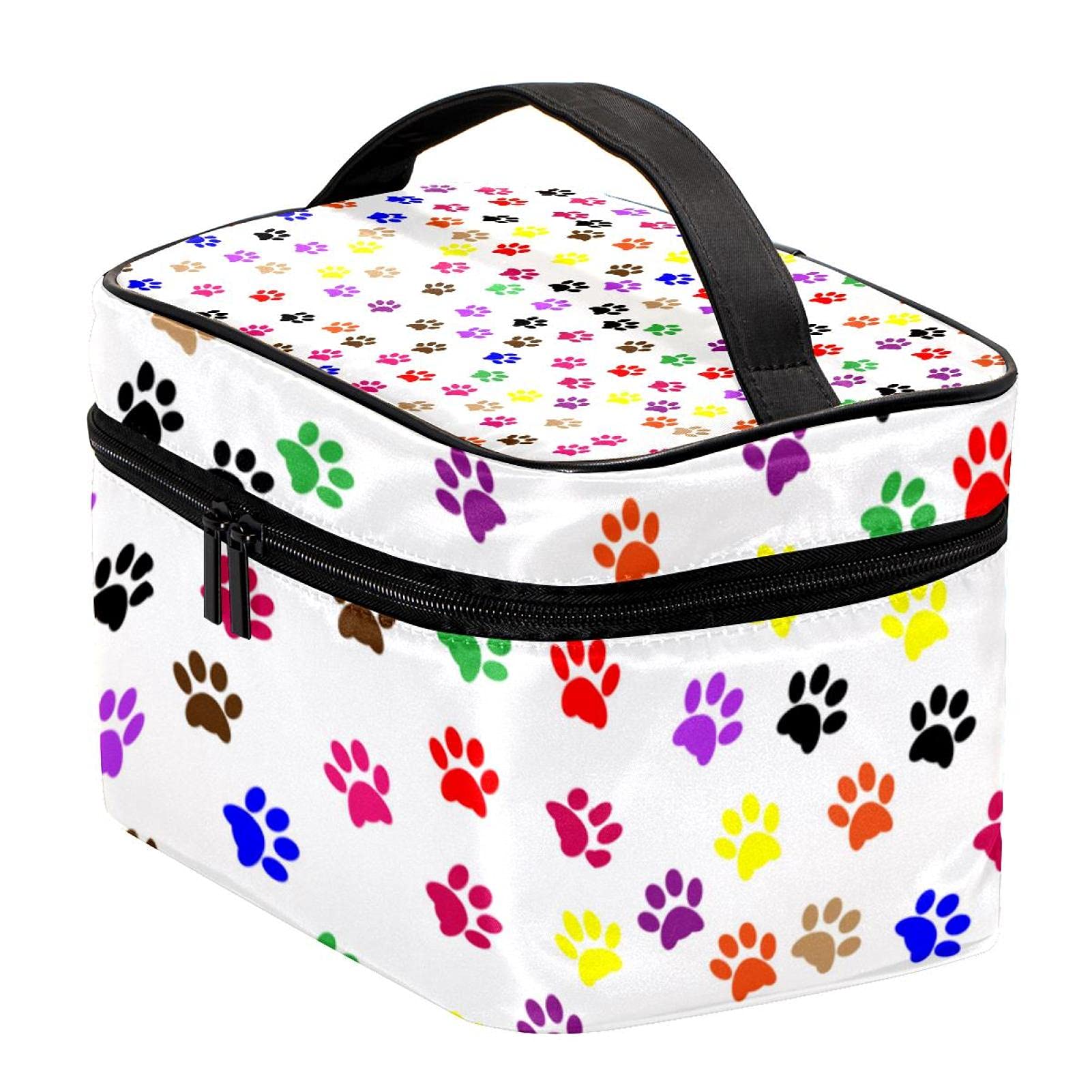 Dog Paws Print Travel Makeup Bag - Large Cosmetic Organizer with Zipper for Women & Girls | Perfect for Toiletries, Travel Essentials & Gift Giving