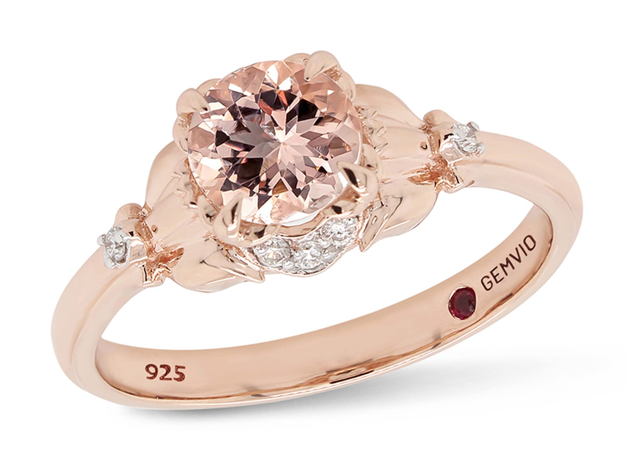 6MM Round Morganite & Diamond Sterling Silver Ring | Blush Petal Collection | Engagement, Promise, Anniversary & Wedding Ring | Valentine's Day Gift for Women | Perfect for Proposals, Date Nights & Special Occasions