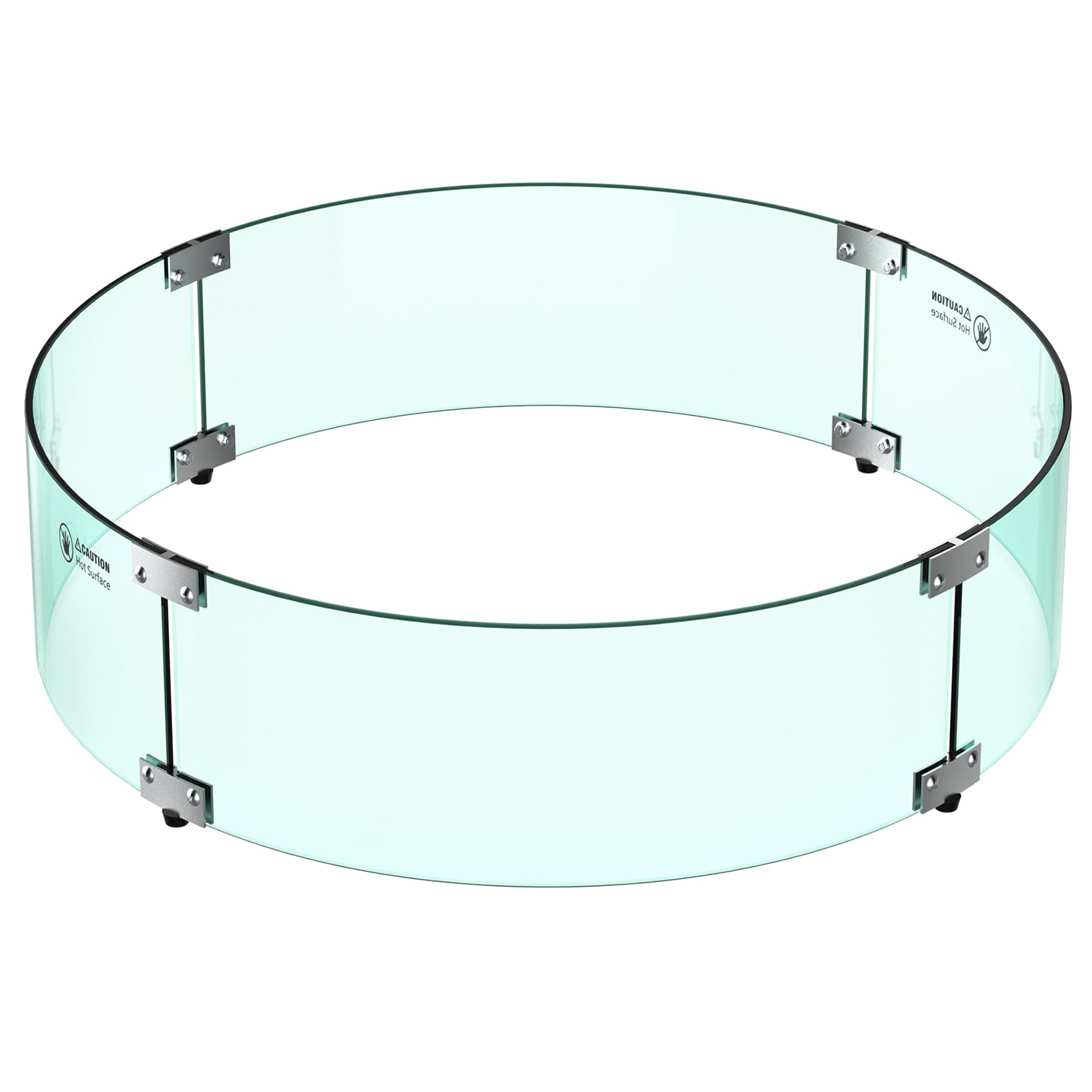 Skyflame 24-Inch Round Fire Pit Wind Guard - Thick Tempered Glass Flame Shield with Sturdy Bracket & Feet - Compatible with Outdoor Propane/Natural Gas Fire Pits & Fire Tables - Perfect for Patio, Backyard, and Camping Gatherings