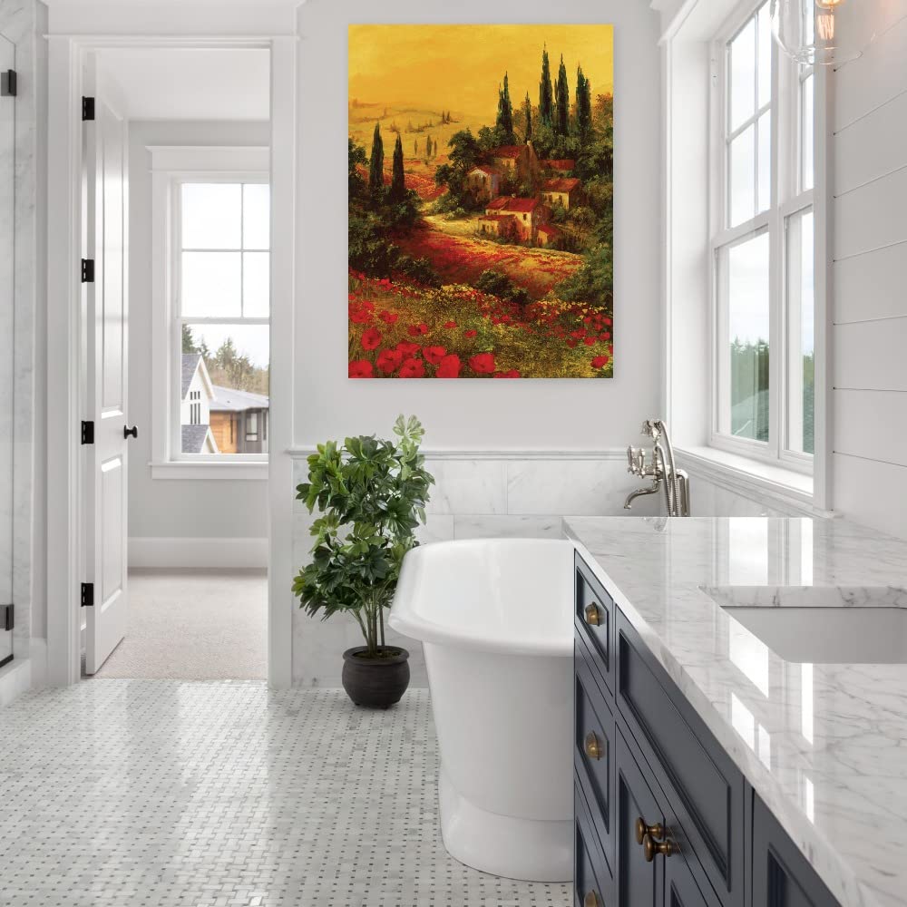 Fine Art Canvas Toscano Valley Wall Decor by Artist Art Fronckowiak - Ready to Hang 32x43 inch - Elegant Canvas Painting for Living Room, Bedroom, Office & More - Perfect for Home Decor, Housewarming Gifts & Interior Design