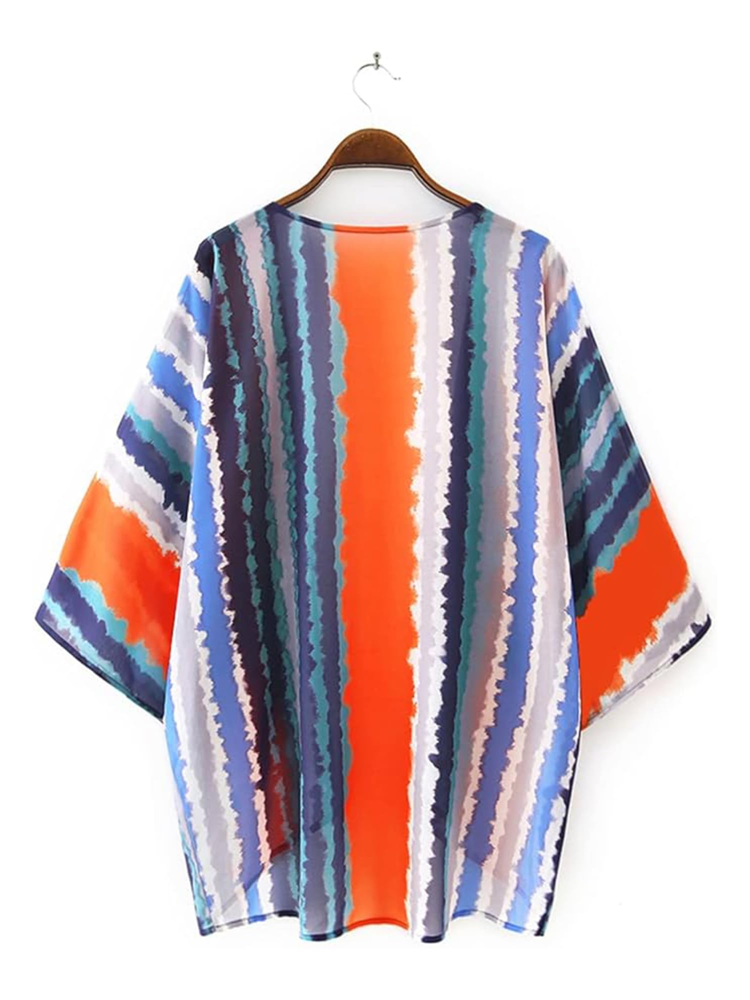 Chunoy Women's Lightweight Chiffon Kimono Cardigan - Short Sleeve Open Front Cover Up for Beach, Pool, Summer Outfits & Boho Fashion