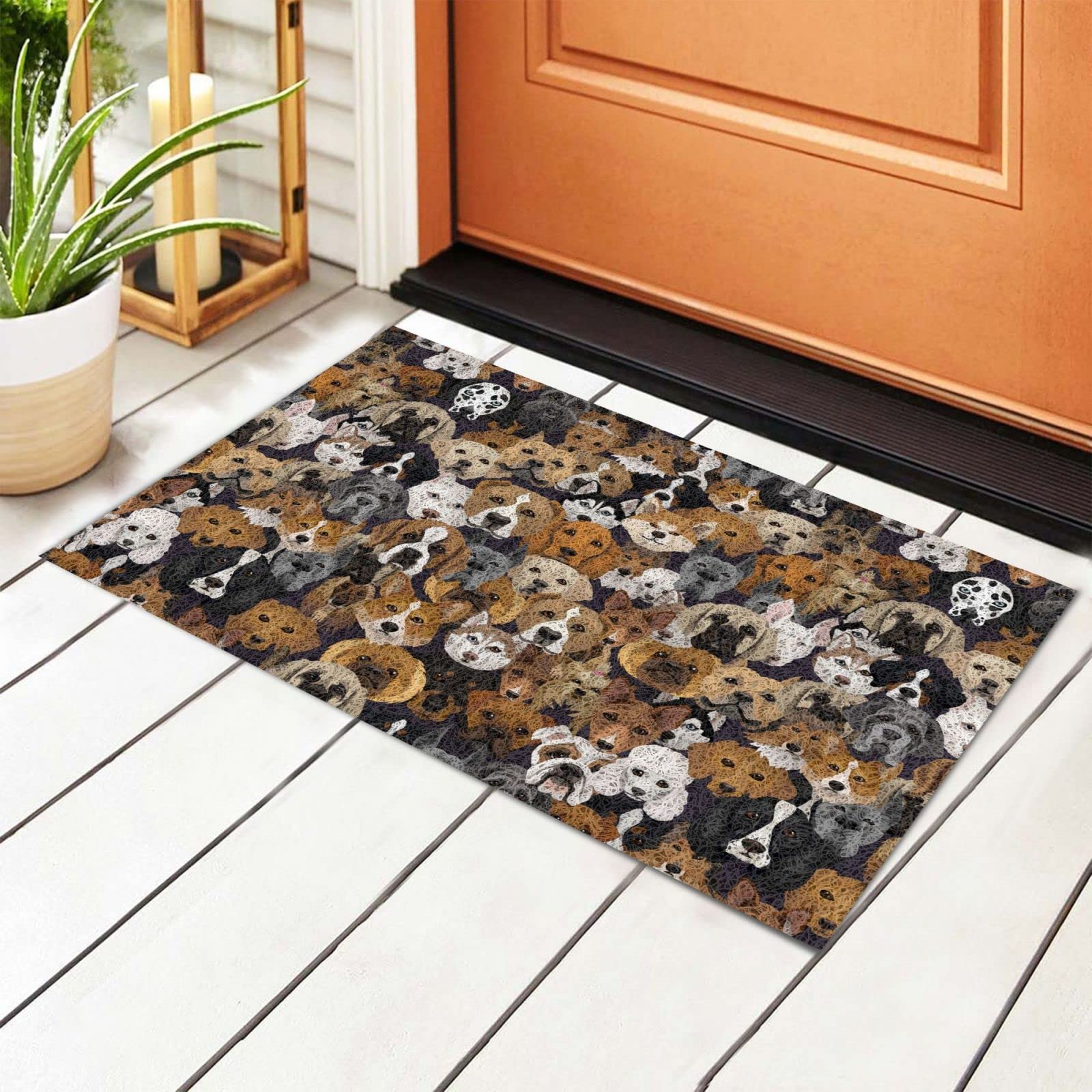 BoeHiop Personalized Non-Slip Dog Welcome Doormat - Absorbent Indoor/Outdoor Entry Rug for Pet Owners - Perfect for Front Door, Porch, or Patio Decor