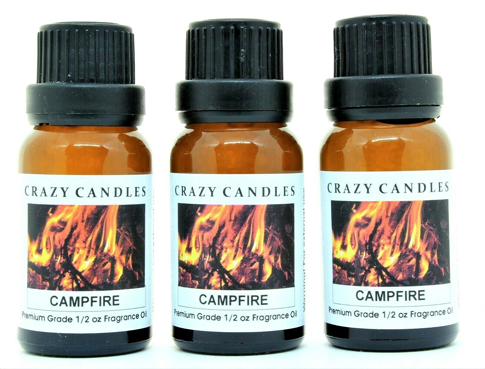 Premium Campfire Scented Candle Fragrance Oil - 3 Pack (1/2 Fl Oz Each, 15ml) - Handmade in USA - Perfect for Aromatherapy, Home Decor & Relaxation