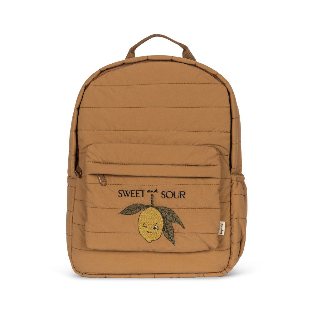 KONGES SLØJD Kids Juno Quilted Backpack - Midi Size, Tobacco Brown | Stylish & Durable School Bag for Boys & Girls, Perfect for Preschool, Kindergarten & Travel