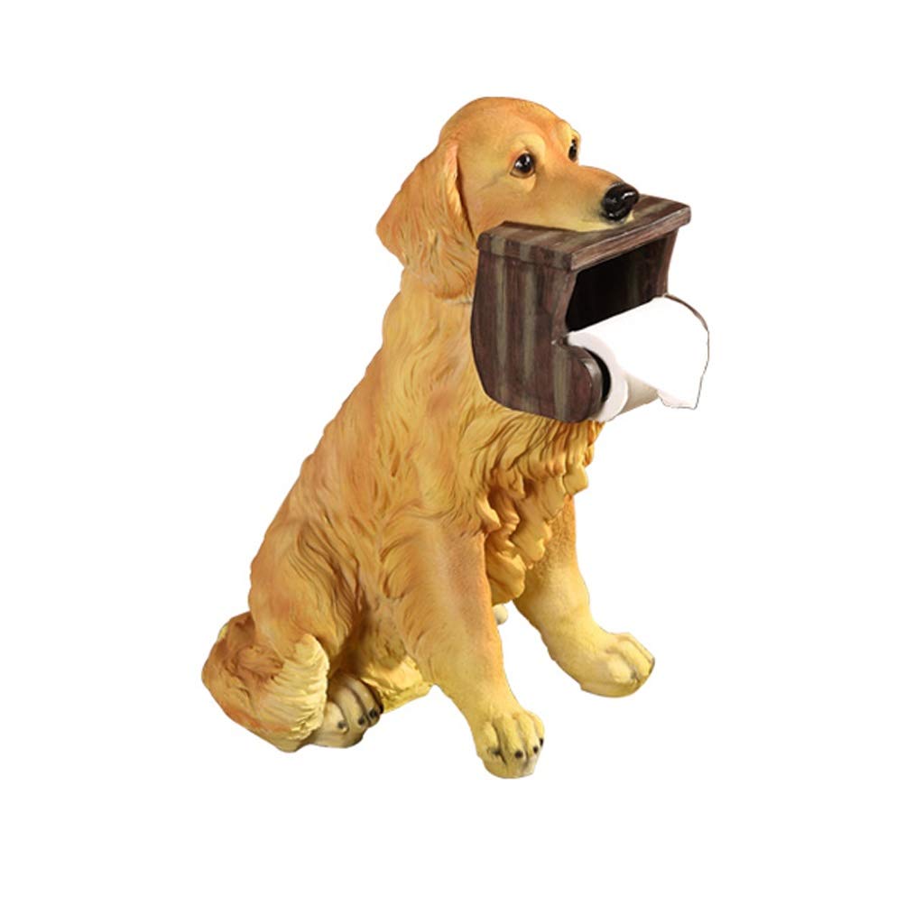 QIFFY Dog-Shaped Toilet Paper Holder - Resin Bathroom Tissue Box Organizer with Tray for Hygiene, Wall-Mounted Paper Towel Reel Spool Dispenser - Perfect for Pet Lovers' Home Decor (Dog Design)