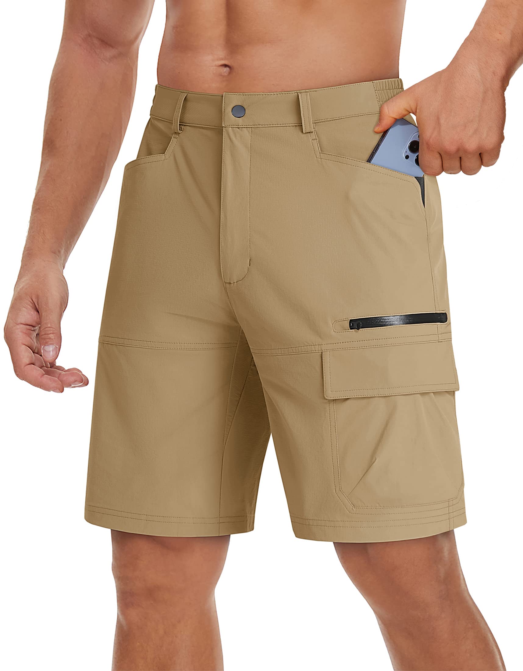 TACVASEN Men's Quick Dry Cargo Shorts - Lightweight Summer Outdoor Hiking & Work Shorts with Multiple Pockets (No Belt Included) - Perfect for Camping, Travel & Casual Wear