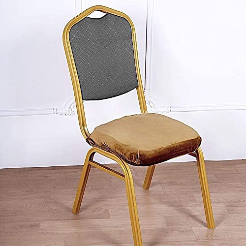 Balsa Gold Velvet Stretchable Chair Seat Cushion Cover - Round Dining Chair Slipcover for Living Room, Bedroom, Office (18 Inch)