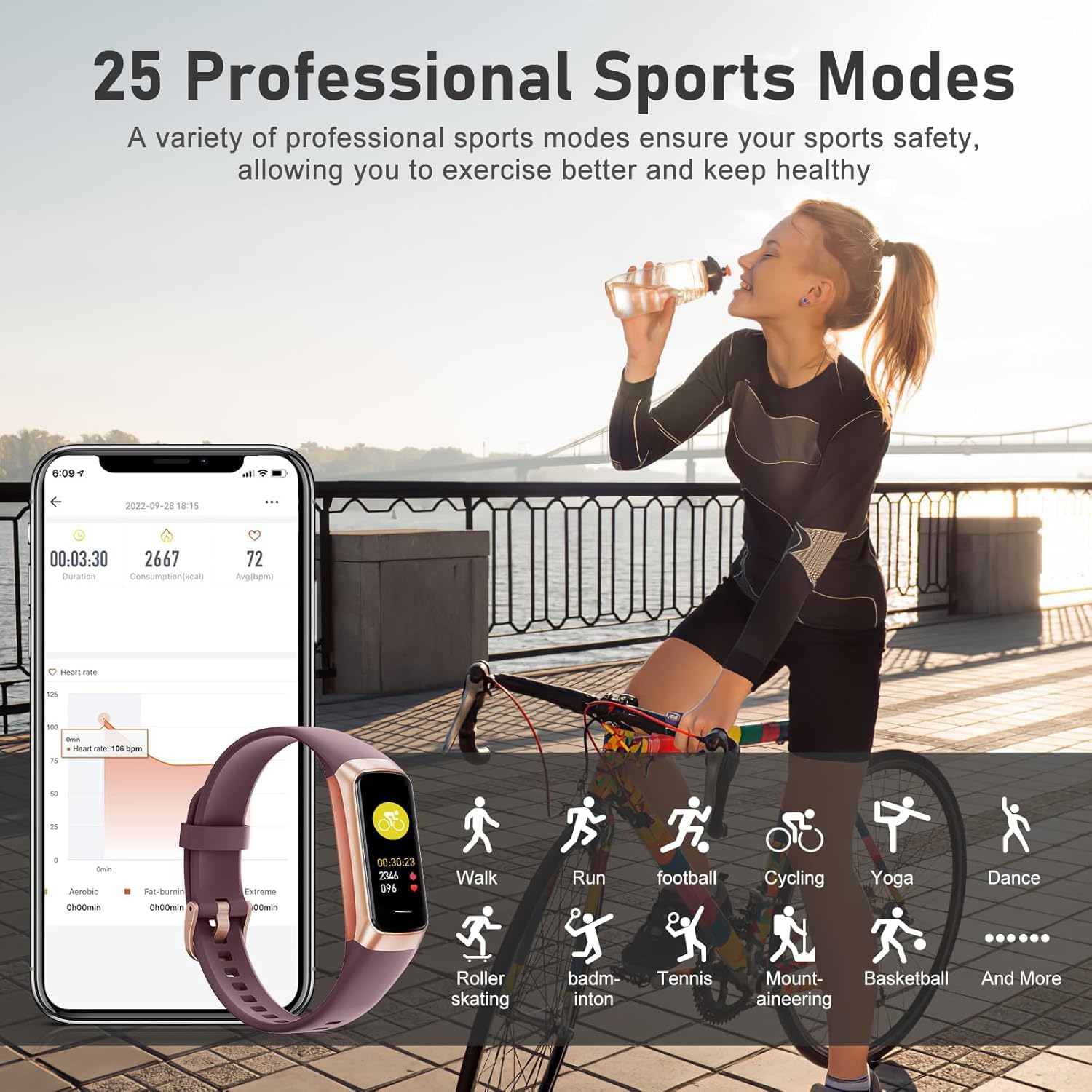 Premium Fitness Tracker with Heart Rate Monitor, Step Counter, Calorie & Sleep Tracking - 1.1