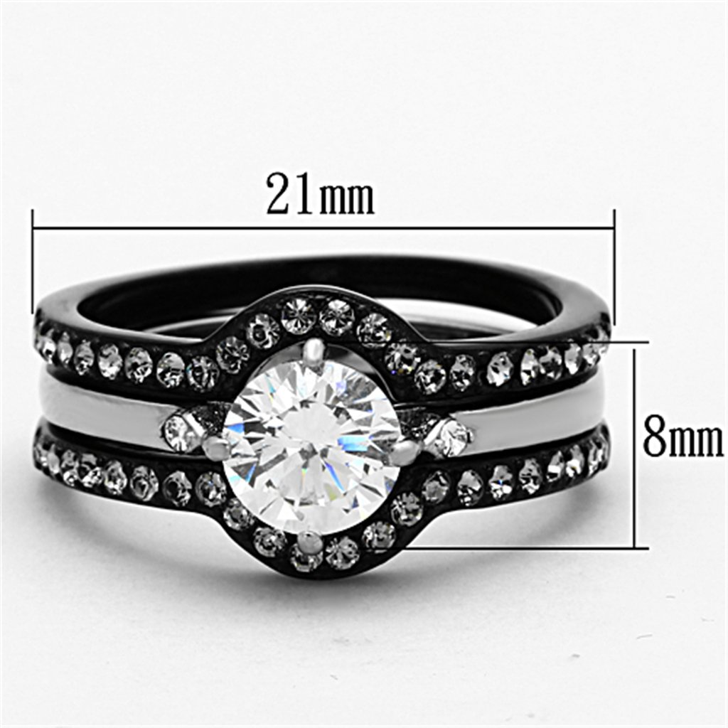 His & Her Stainless Steel Wedding Rings - 4-Piece Set for Couples