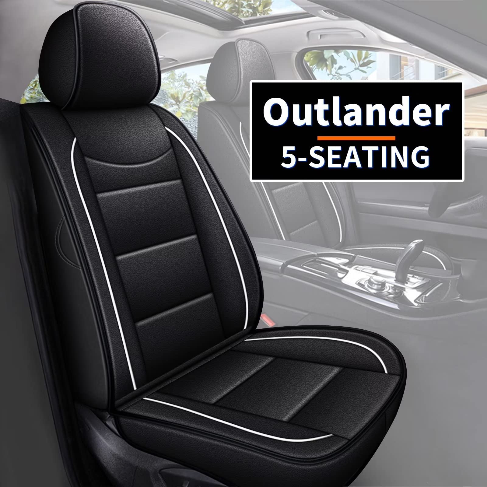 Premium Faux Leather Car Seat Covers Full Set for Mitsubishi Outlander Sport 2011-2023 - 5-Seat Black Interior Protector - Waterproof & Anti-Slip Design for Comfort & Style - Perfect for Daily Commute, Road Trips & Family Adventures