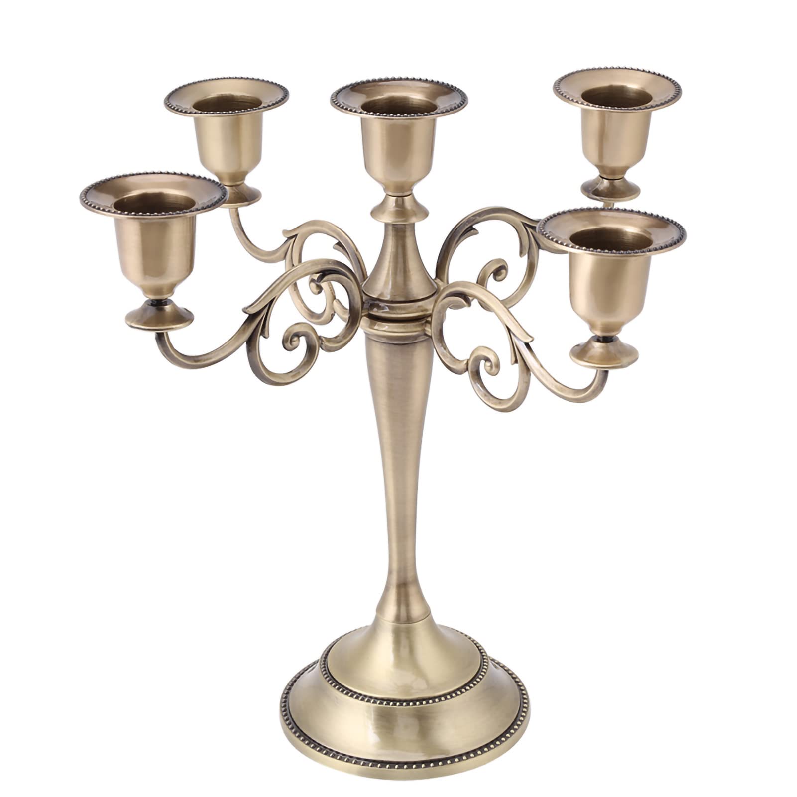 5-Arm European Style Candelabra - Alloy Wedding Candle Holder for Table Centerpieces, Home Decor & Romantic Dinners (2 Color Options: Black & Bronze)